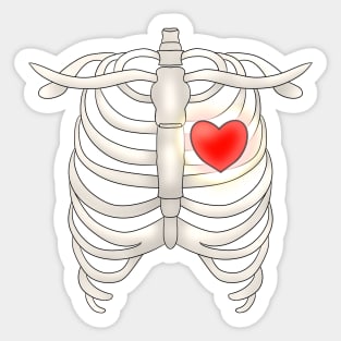 Ribcage With Red Shining Heart Sticker